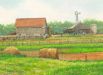 Miniature Painting of a Tennessee farmstead by Wes Siegrist