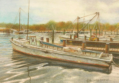 painting of boats by Rachelle Siegrist