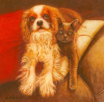 Commissioned Dog and Cat Painting by Rachelle Siegrist