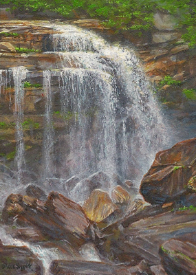 miniature painting of a whitewater falls by Wes Siegrist