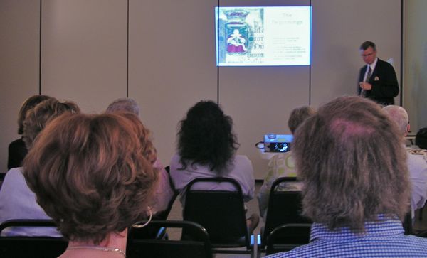 Wes Siegrist lecturing on miniature art at the Exhibition at the Yadkin Cultural Arts Center, Yadkinville, NC