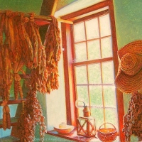 miniature painting of a historic building interior