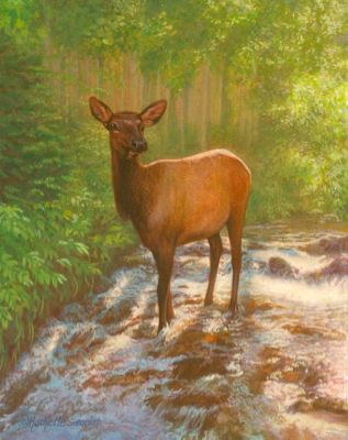 Miniature Elk Painting by Rachelle Siegrist