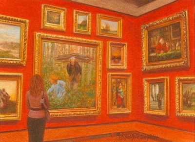 Miniature Painting of a museum interior by Rachelle Siegrist