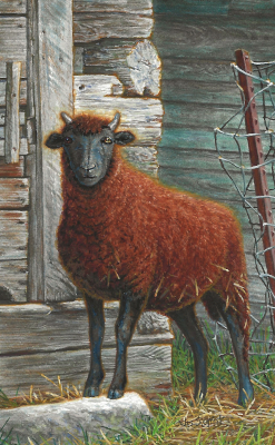 miniature painting of a sheep by Wes Siegrist