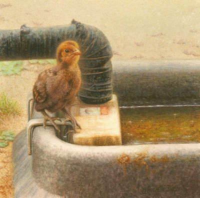 Miniature Painting of a Chick by Rachelle Siegrist