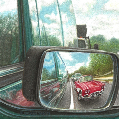 Miniature Painting of a classic corvette by Rachelle Siegrist