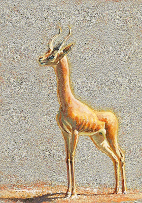 miniature painting of a Gerenuk by Wes Siegrist