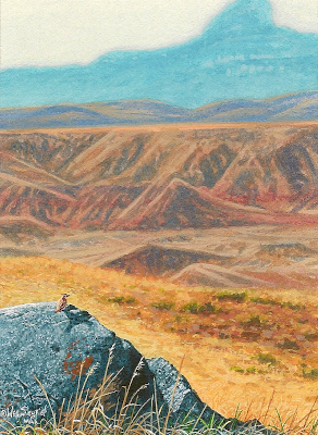 miniature painting of a Horned Lark by Wes Siegrist