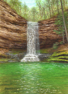 Miniature Painting of Piney Falls in Tennessee by Rachelle Siegrist