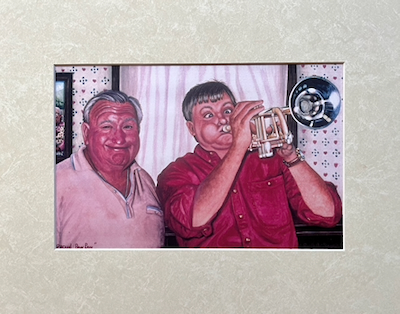 Reproduction of a painting of a grandpa and grandson by Rachelle Siegrist