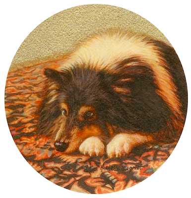 Miniature painting of a miniature collie by Rachelle Siegrist