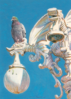 miniature Pigeon Painting by Wes Siegrist