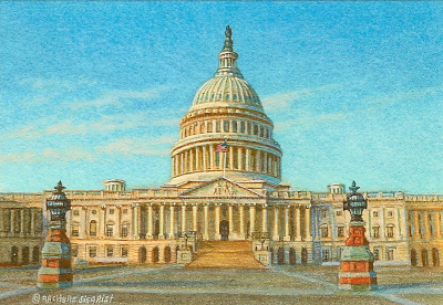 miniature painting of the U.S. Capitol by Rachelle Siegrist