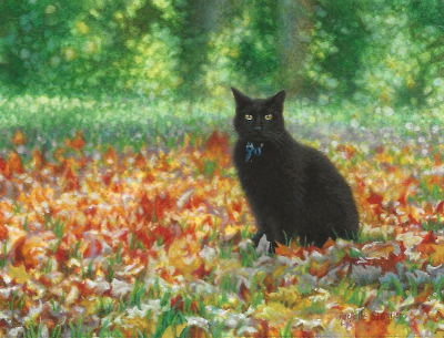 Black cat Painting by Rachelle Siegrist