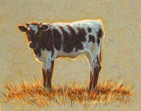 miniature painting of a cow by Wes Siegrist